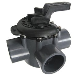 Onga / Pentair 3 Way Valve 40mm - PVC Pool Diverter Valve, Grey/Black