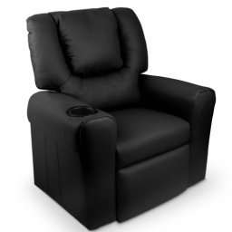 Kids Padded PU Leather Recliner Chair - Black