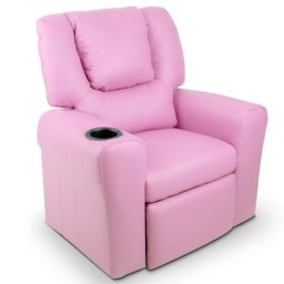 Kids Padded PU Leather Recliner Chair - Pink