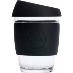Reusable Glass Coffee Cup - Black 354ml