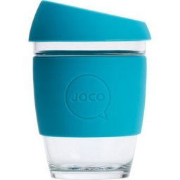 Reusable Glass Coffee Cup - Blue 354ml