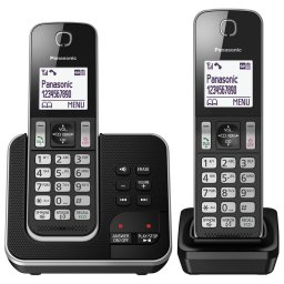 Panasonic KX-TGD322ALB Twin Cordless Phone System with Answering Machine