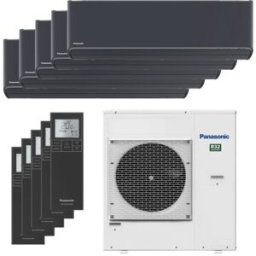 Penta split Etherea Graphite CU-5Z90TBE 9kW tailles 20 + 20 + 20 + 20 + 42 Mural Panasonic CS-XZ20ZKEW-H (x4) + CS-XZ42ZKEW-H