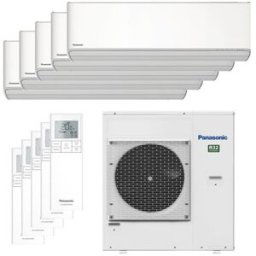 Penta split Etherea Blanc Mat CU-5Z90TBE 9kW tailles 20 + 20 + 25 + 25 + 25 Mural Panasonic CS-Z20ZKEW (x2) + CS-Z25ZKEW (x3)