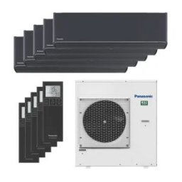 Penta split Etherea Graphite CU-5Z90TBE 9kW tailles 25 + 25 + 25 + 25 + 25 Mural Panasonic CS-XZ25ZKEW-H (x5)