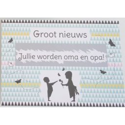 Kraskaart - Jullie worden Opa en Oma! - Nordic silouette Groot nieuws!