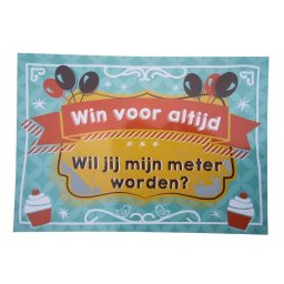 Kraskaart Meter Balloons & cupcakes - Wil je mijn meter worden?