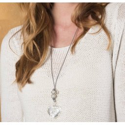 Ketting glas Murano Hart - Zilver