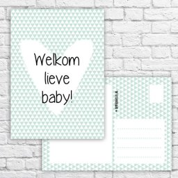 Ansichtkaart Wenskaart - Welkom lieve baby!