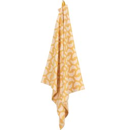 HEMA Theedoek 65x65 Croissant - Wit/oker (okergeel)
