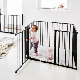 Square Park-a-kid babybox park metaal Zwart