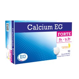 Calcium EG Forte 1000mg Calcium 800I.E. Vitamine D3 Citroensmaak 90 Kauwtabletten