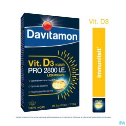 Davitamon Vitamine D3 Pro 2800 IU Vegan 24 Liquidcaps