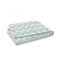Deken LN 100x150cm chevron blue/off-white