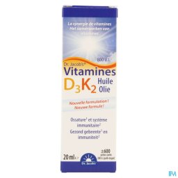 Dr Jacob's Vitamine D3 800 IU + K2 19µg Druppels 20ml
