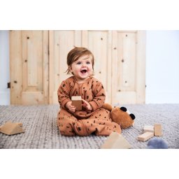 Baby slaapzak Spot caramel met afritsbare mouw