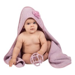 Bio katoen -Badcape - B- bathcape Flower Pink