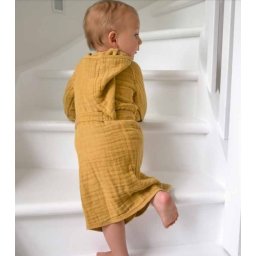 Muslin Badjas dubbele hydrofiel - Anthracite 12-18 Mnd