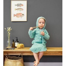 Muslin Badjas dubbele hydrofiel - Mint 12-18 Mnd