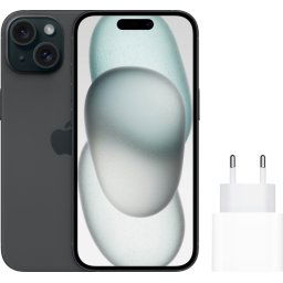 Apple iPhone 15 128 Go Noir + Apple Chargeur USB-C 20 W