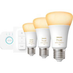 Philips Hue White Ambiance Kit de Démarrage E27 avec 3 Ampoules, Variateur et Bridge