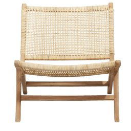 Fauteuil Reeva (zonder arm) - teak/rotan - naturelkleur - Leen Bakker
