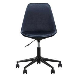Bureaustoel Senja - fluweel - blauw - zwart metaal - Leen Bakker