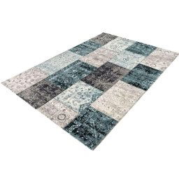 Home Living tapijt Retro - antraciet/blauw - 75x150 cm - Leen Bakker