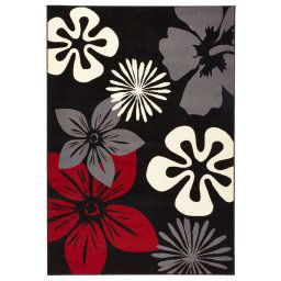 Hanse Home tapijt Flora - zwart/rood - 200x290 cm - Leen Bakker