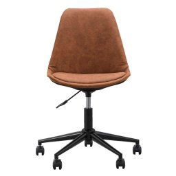 Bureaustoel Senja - stof - cognac - zwart metaal - Leen Bakker