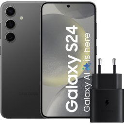 Samsung Galaxy S24 128 Go Noir 5G + Samsung Chargeur Rapide 25 Watts