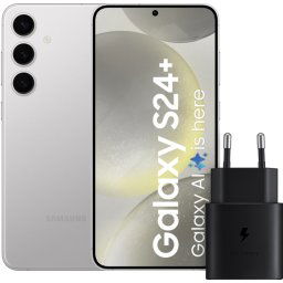 Samsung Galaxy S24 Plus 512 Go Gris 5G + Samsung Chargeur Rapide 25 Watts Noir