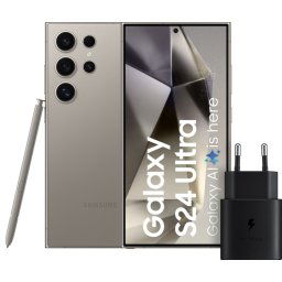 Samsung Galaxy S24 Ultra 256 Go Gris 5G + Samsung Chargeur Rapide 25 Watts Noir