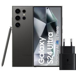 Samsung Galaxy S24 Ultra 256 Go Noir 5G + Samsung Chargeur Rapide 25 Watts Noir
