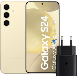 Samsung Galaxy S24 128 Go Jaune 5G + Samsung Chargeur Rapide 25 Watts