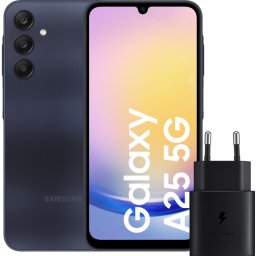 Samsung Galaxy A25 128 Go Bleu Foncé 5G + Samsung Chargeur 25 Watts Noir