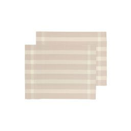 HEMA Placemats Geweven Plastic 35x45 Beige Met Strepen - 2 Stuks (zand)