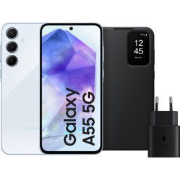 Samsung Galaxy A55 128 Go Bleu Clair 5G + Pack d'Accessoires