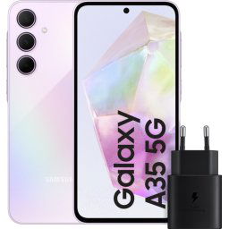Samsung Galaxy A35 128 Go Mauve 5G + Samsung Chargeur Rapide 25 Watts Noir