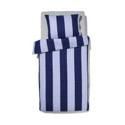 HEMA Kinder Dekbedovertrek Zacht Katoen 140x200 Streep Blauw (blauw)