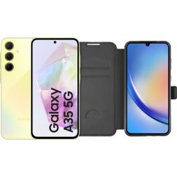 Samsung Galaxy A35 128 Go Jaune 5G + BlueBuilt Book Case Noir