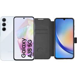 Samsung Galaxy A35 128 Go Bleu Clair 5G + BlueBuilt Book Case Noir