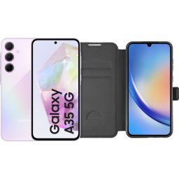 Samsung Galaxy A35 128 Go Mauve 5G + BlueBuilt Book Case Noir