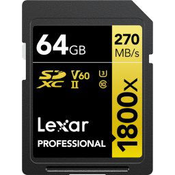 Lexar Professional 1800x GOLD 64 GB SDXC 170 Mo/s