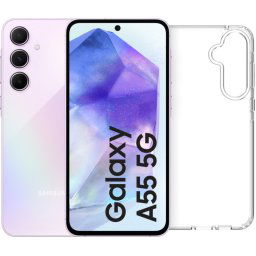 Samsung Galaxy A55 256 Go Rose 5G + BlueBuilt Back Cover Transparent