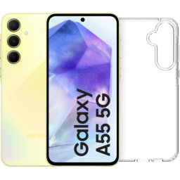 Samsung Galaxy A55 255 Go Jaune 5G + BlueBuilt Back Cover Transparent