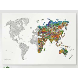 Kleurposter Wereldkaart