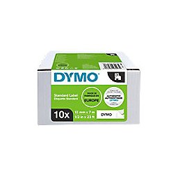 Dymo D1 S0720530 / 45013 Authentiek Labeltape Zelfklevend Zwart op wit 12 mm x 7m 10 Rollen