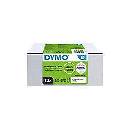 DYMO LW Adresetiketten Authentiek 99012 2093093 Zelfklevend Zwart op Wit 89 x 36 mm 12 Rollen à 260 Etiketten