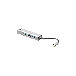 ACT AC7055 1 x USB C male naar 3 x USB A, Gigabit Netwerk Port Hub 0.15m Zwart, grijs